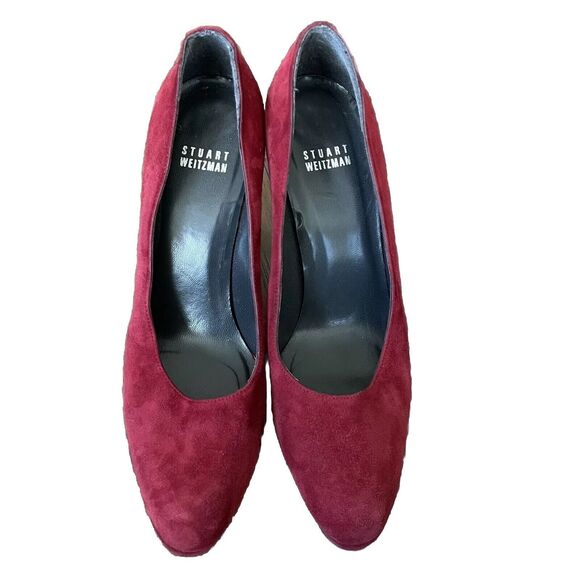 Stuart Weitzman Bordeaux Suede Pump Sz 7.5 - Picture 1 of 5